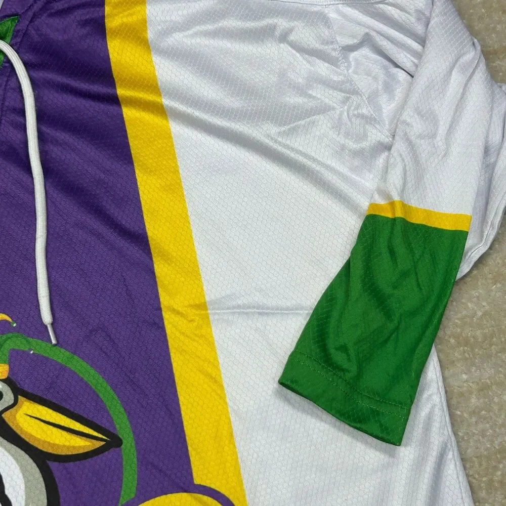Nineoh7 Hockey Jersey Mens S Purple White Green Yellow Mardi Gras Pelican 504